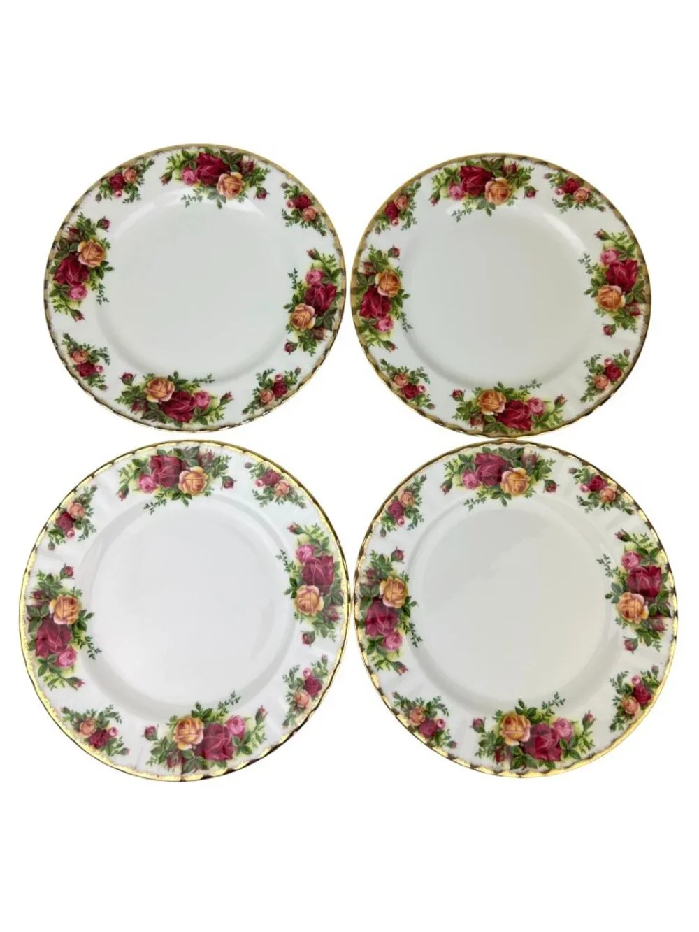 Royal Albert Old Country Roses Set (4) Salad Plates VTG 8.25